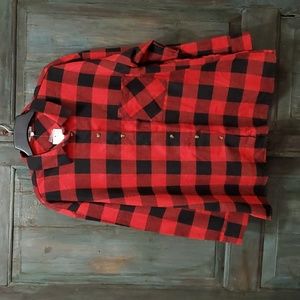 GEEGEE Women's Plaid Flannel Shirt in Red/Black, Size 2X, NWT